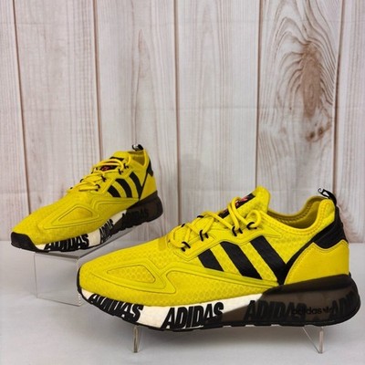 Adidas ZX 2K Boost J Bold Logo Sneakers Futuristic Aesthetic Acid Yellow Sz12