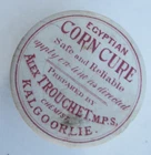 Nice scarcer red print EGYPTIAN CORN CURE ALEX TROUCHET KALGOORLIE M.P.S. potlid