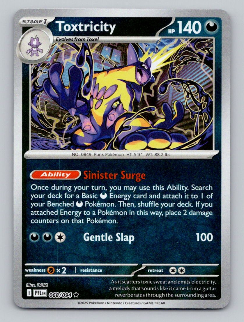 Reverse Holo Toxtricity 068/094 Rare Phantasmal Flames Pokemon