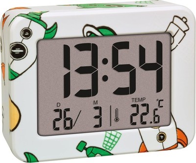 TFA Dostmann Kinder Wecker Digital Raketenmotiv Quarzuhr Thermometer Mini 76,6mm