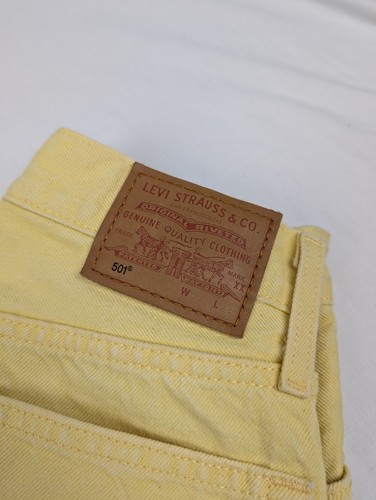 Seltene LEVI'S 501 Premium Lemon Tab Yellow Demim Jeans Straight Leg Damen W26 L26 - Bild 4 von 14