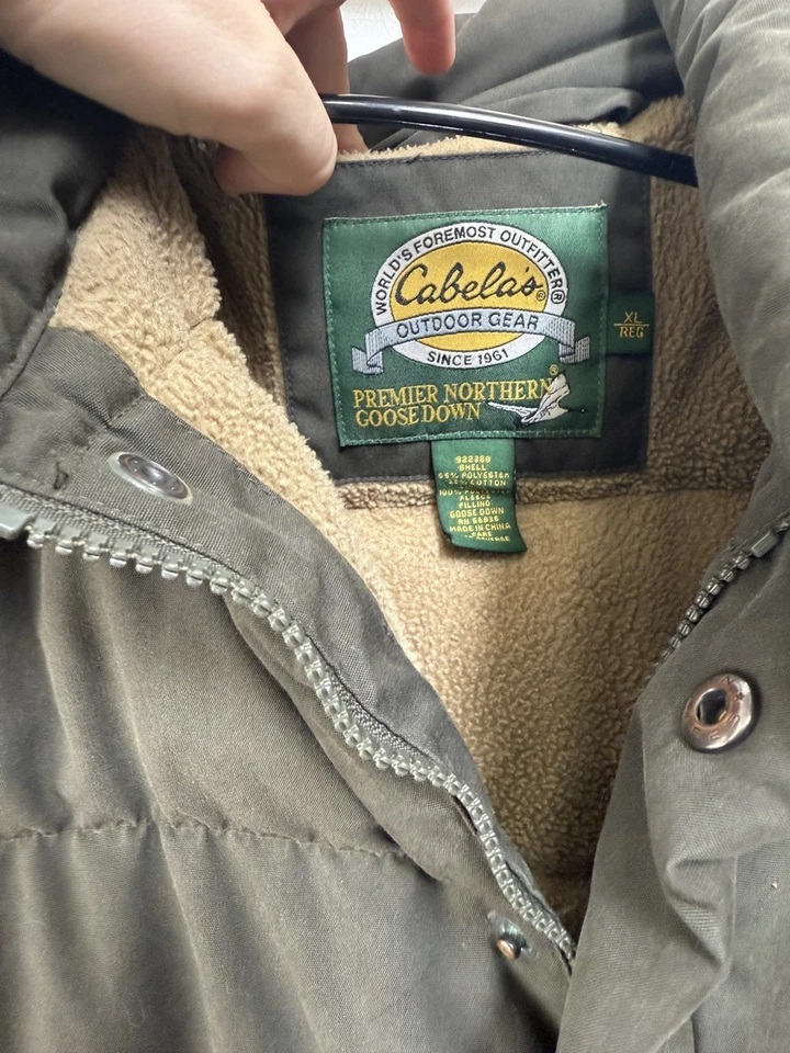 Cabela's Premium Goose Down Puffer Vest Mens XL Olive Green Outdoor Layering - Image 2 of 4