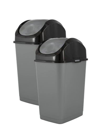 Small Trash Can for Dorm with Lid 4.5 Gallon Plastic Swing Top Slim Garbage C...