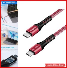 USB C to USB C Cable 10ft 100W 10Gbps 4K Video Braided Red for Phone Laptop