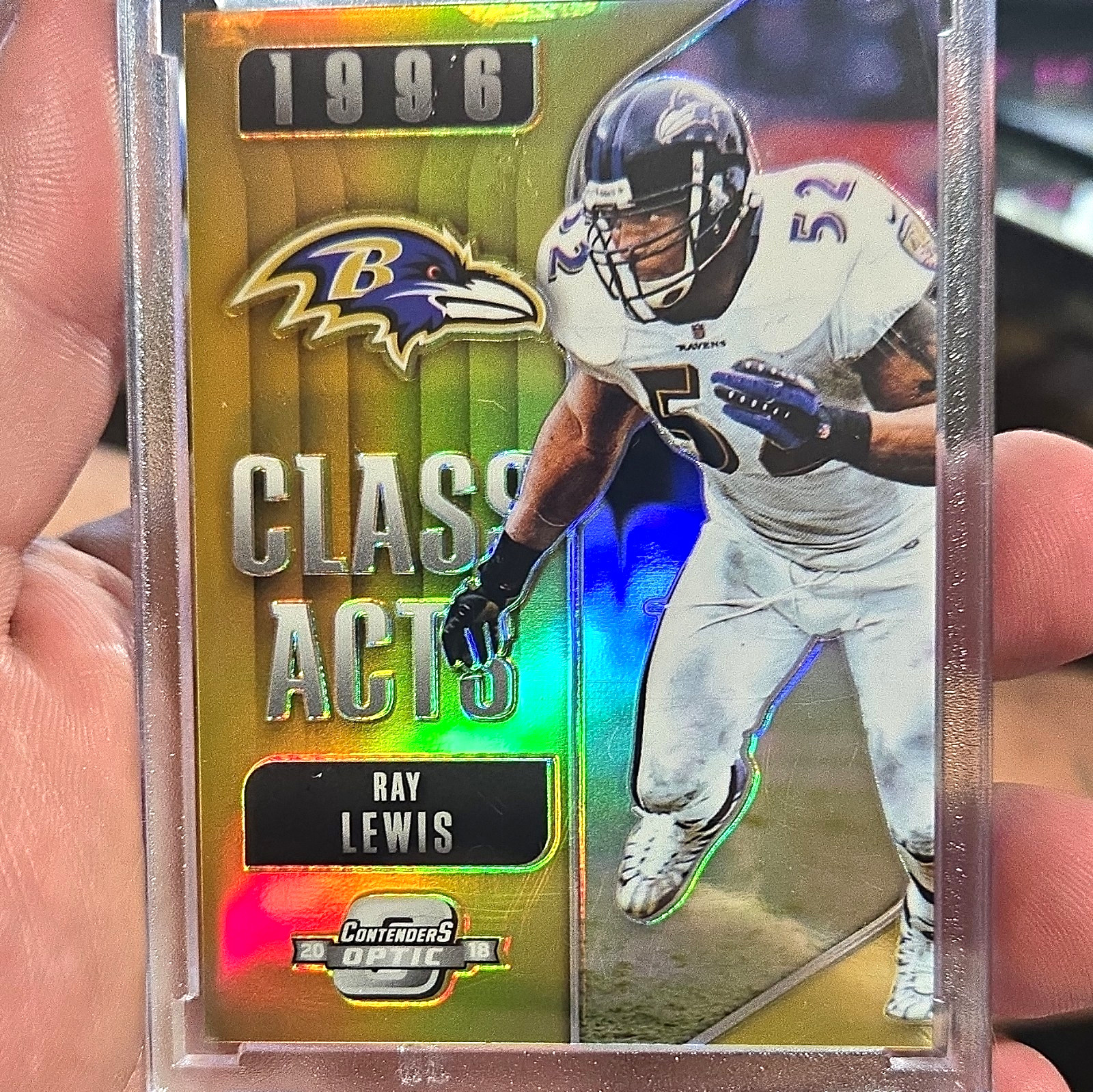 Panini 2018 Contenders Optic Ray Lewis Class Acts CA-RL Gold Prizm /10