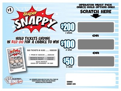 NEW pull tickets *BUNDLE OF 4 BOXES* - SUPER SNAPPY - $1 Seal Card Tabs Small Ct