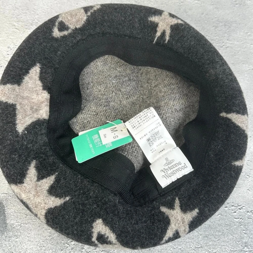 Vivienne Westwood Orbs and Stars Basque Beret hat cap Gray Black Women's S〜M - Image 3 of 4