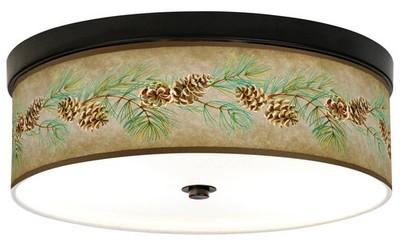 Giclee Gallery 14'' Bronze Pine Cone Branch Shade LED Ceiling Light