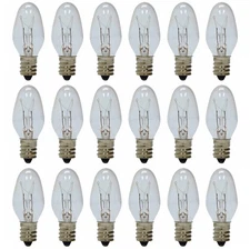 18 Pc Night Light Bulb Clear4 Watt Chandelier Candelabra Salt Lamp Christmas 4w