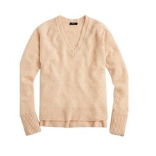 J. Crew V Neck Sweater Light Pink Speckled Knit Drop Shoulder Women Size Large