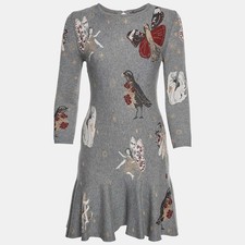 Alexander McQueen Grey Fairytale Jacquard Knit Mini Dress S