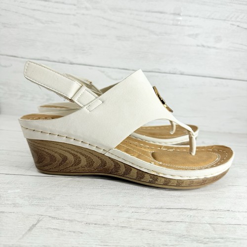 Sandales string blanc compensé dos Aerosoles Amity 15L taille 10 grain de bois - Photo 8/9