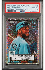 POP 1 👑👑Topps Chrome Platinum Gary Sheffield Rose Gold Mini-Diamond /75PSA 10