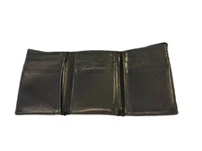 Wilsons Genuine Leather Trifold Wallet Black Bill Compartment ID Window READ