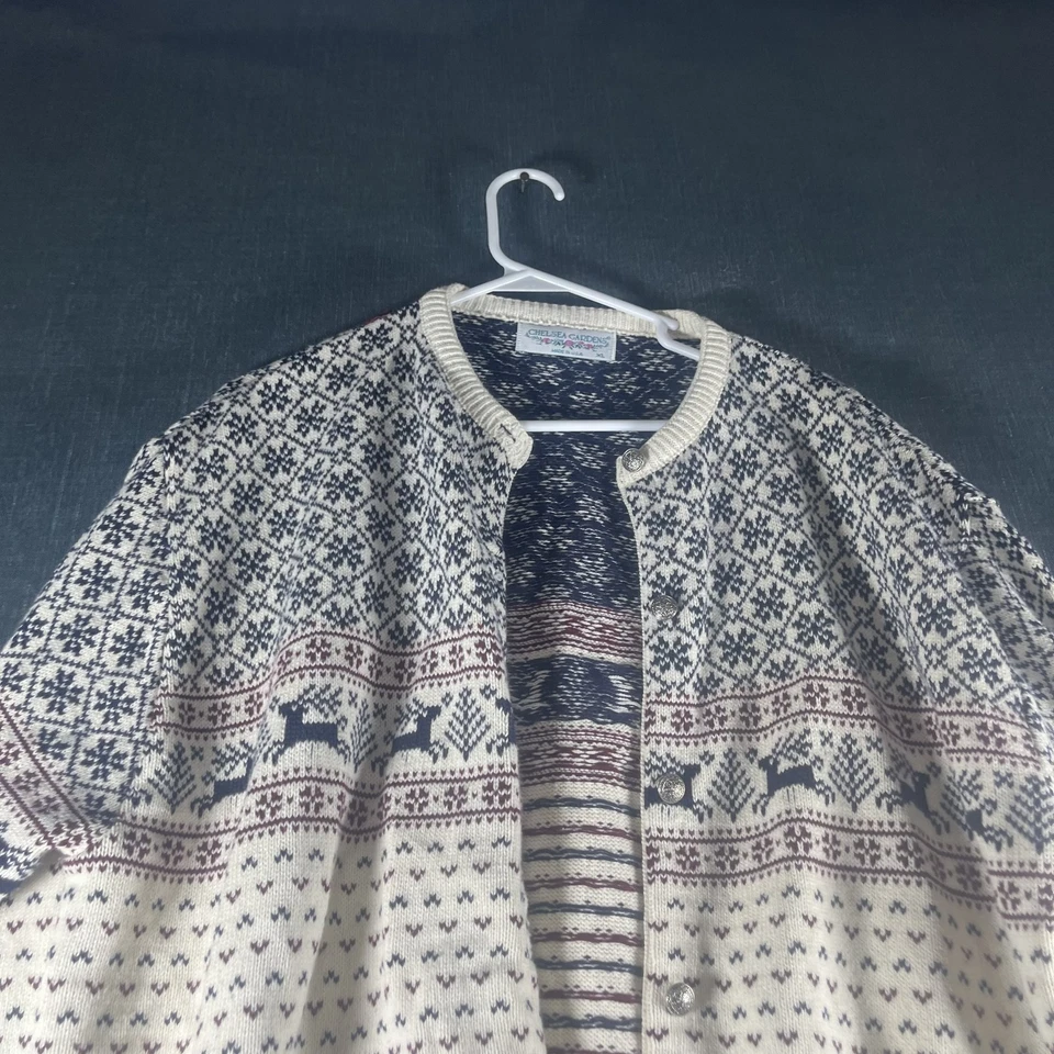 Vintage Chelsea Gardens Sweater Womens XL Nordic Deer Cardigan USA 90s - Image 2 of 4
