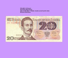 POLEN  POLAND  20 ZLOTYCH  1982 UNC P.149a(2)  Serie AM 775##
