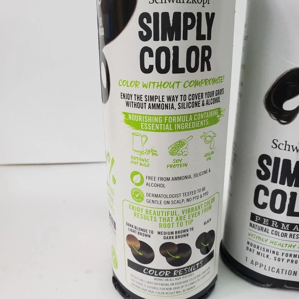 (2) Tinte permanente para el cabello Schwarzkopf Simply Color 1.0 negro azabache Foto 4 de 4