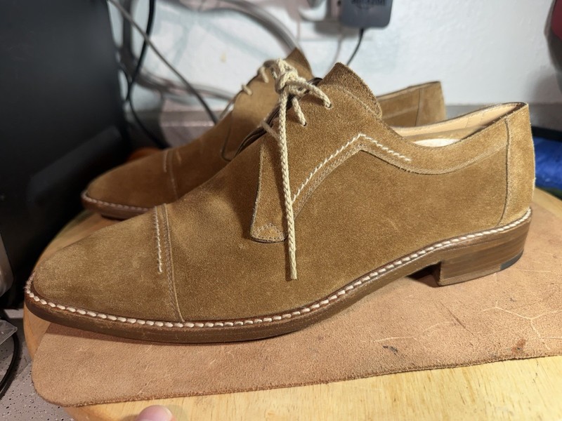Gravati Shoes Mens Size 9 M Tan Suede Cap Toe Derby Made in Italy Lace Up