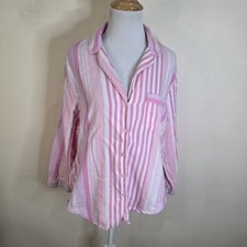 Victoria's Secret Button Down Soft Modal/Cotton Sleepshirt Pink Long Sleeve M