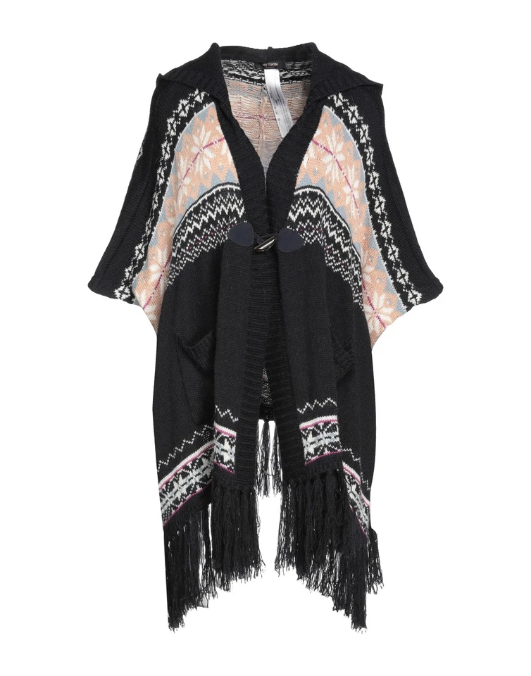 RRP€220 MY TWIN TWINSET Knitted Poncho Size L-XL Alpaca Wool Blend Hooded - Image 3 of 4