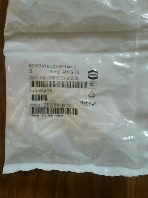 25 Stück Harting 09320006208 Crimpkontakte HAN C  6 mm2 AWG 10  Buchsenkontakt