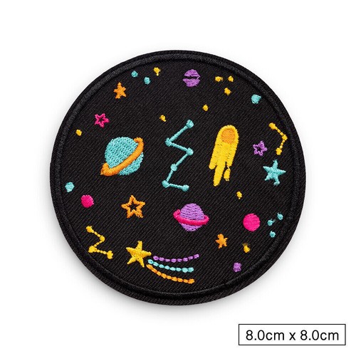 On Embroidered on Sew Circle Applique Badge Emblem Space Iron Day Night Patch - Picture 45 of 49