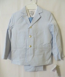 $125 NWT Janie and Jack Boys 3 Seersucker Suit Full Set Jacket Pants Easter Blue