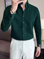 Camisas de Hombre de Vestir Camisa Verde Elegantes Formales Manga Larga Casuales
