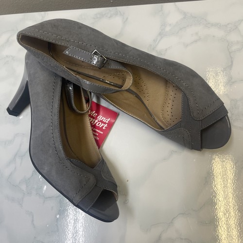 Dexflex Comfort Suede Women’s Buckle Heel Shoes Gray Size 9, 9.5 and 6.5 - Picture 6 of 6