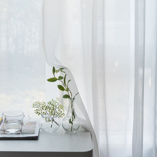 Gardine Transparent mit Ösen Kräuselband Schlaufen Vorhang Deko Voile Stores DE - Bild 6 von 15