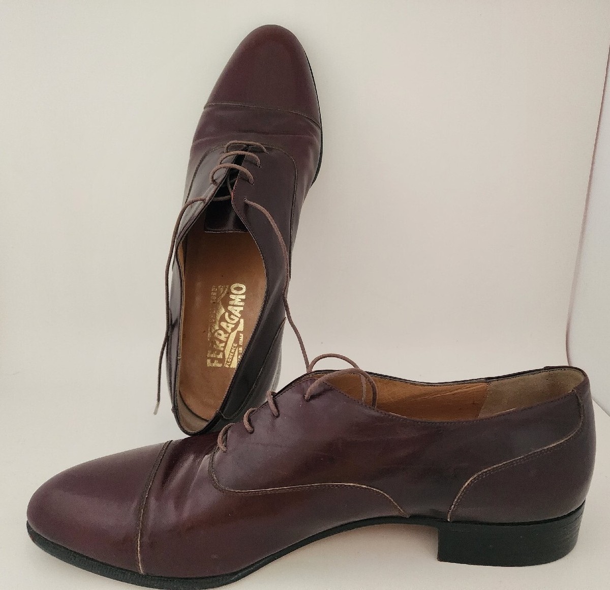 Ferragamo Mens Oxford Cognac Leather Lace Ups Cap Toe Sz 9.5 D Dress Shoe Cap Toe Oxford Siena Antique – Ace Marks main image 2