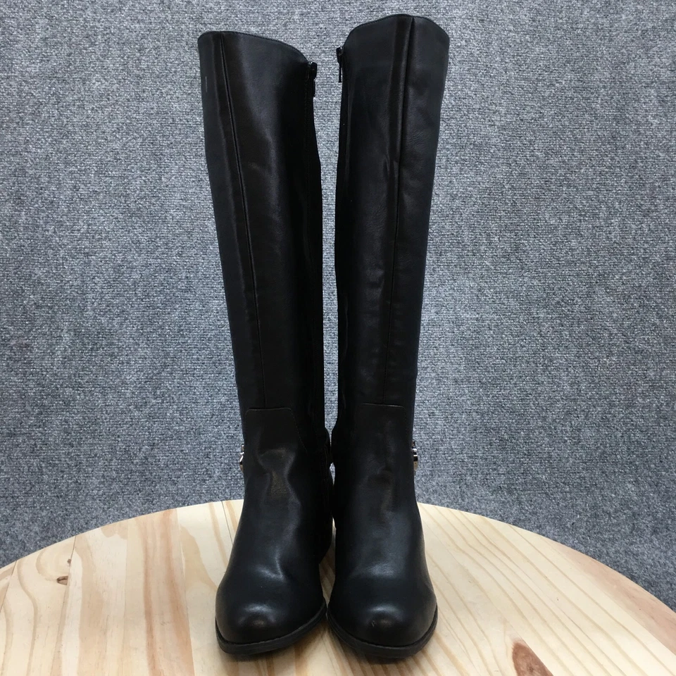 ALFANI 靴子女式 6 M Kallumm 弹力高侧拉链骑行黑色人造皮革 — 第 4/4 张图片