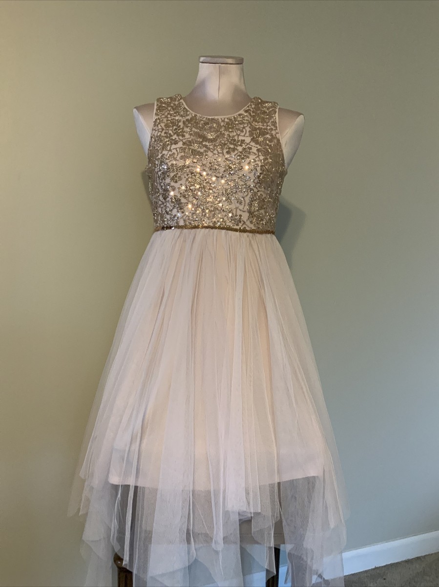 blush and gold sequin dress Pink & Violet Girl 14 Sequence embroidery Tulle Wedding Easter rose gold long sleeve sequin dress
