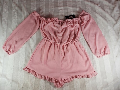 Fashion Nova Romper Womens L Out To Brunch Blush Pink Rose Barbiecore NWT