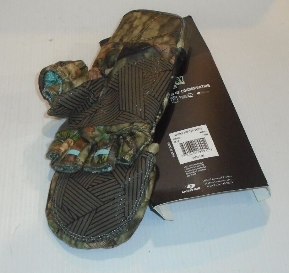 Ladies Mossy Oak Pop-Top Gloves Camo Size L/XL Break Up Country