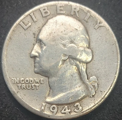 U.S.A. UNITED STATES ¼ Dollar "Washington Silver Quarter" 1943 KM#164 VF++