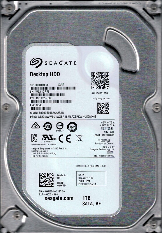 SeaGate 1TB Hard Drive ST1000DM003 3.5" SATA Desktop PC