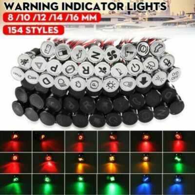 8/10/12/14/16mm 12V-24V Auto Instrumententräger Warn Blinker Pilot Lampe Van