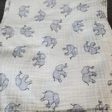 Aiden + Anais Baby Blue Elephant Red Flag Muslin Swaddle Security Blanket 