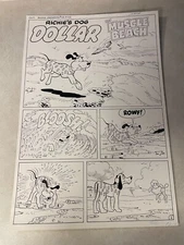 RICHIE RICH JACKPOTS #19 original comic art DOLLAR  TITLE SPLASH MUSCLE BEACH