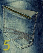 Authentic Express Rocco Slim Low Boot Cut Men's Blue Metal Studs Jeans Sz 33x30