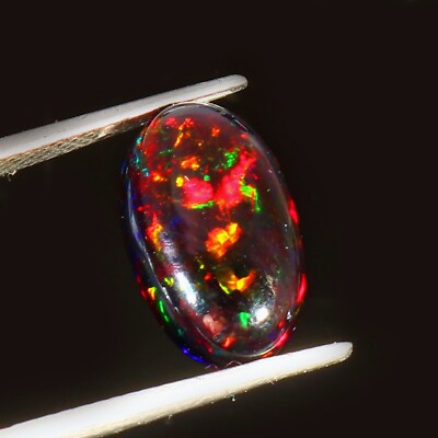 Natürlicher Äthiopischer Schwarzopal Oval Rot Feuer Schwarz Opal Handgefertig...