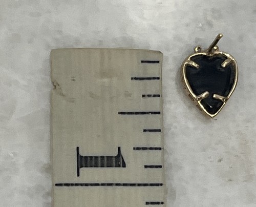 14k Yellow Gold Black Onyx Heart Diamond Accent Earrings - Picture 10 of 10