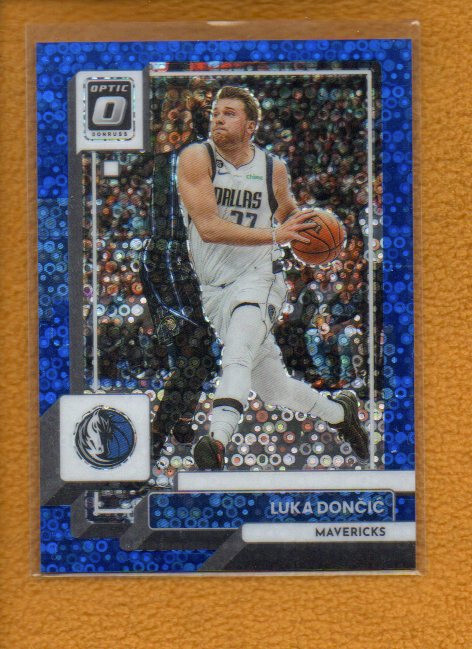 Luka Doncic 2022-23 Donruss Optic Base Fast Break Blue Prizm #160 /49