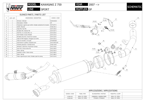 silencioso homologado open gp acero negro mivv por kawasaki z 750 z750 2008 08 - Imagen 3 de 4