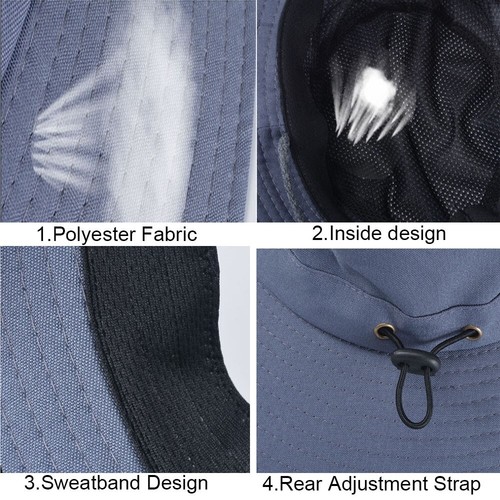 Adjustable Sun Hat Camping Boonie Fishing Wide Brim Bucket Cap w/Neck Flap Cover - Picture 53 of 124
