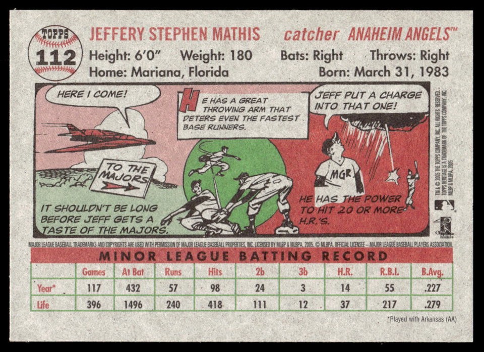 Jeff Mathis 2005 Topps Heritage 112 Anaheim Angels Baseball Card | eBay