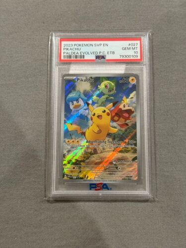 Pokemon Paldea Evolved Pikachu #027 Pokemon Center Stamped PC ETB Promo PSA 10