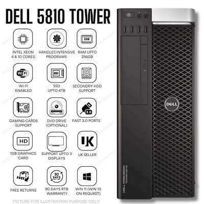 Dell Precision 5810 Xeon E5-1630 V4 64GB RAM 2TB SSD Workstation WLAN Gaming PC