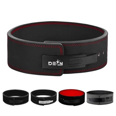 DEFY Weight Lifting Buckle Lever Leather Belt Gym Training Power Lifting Belt
